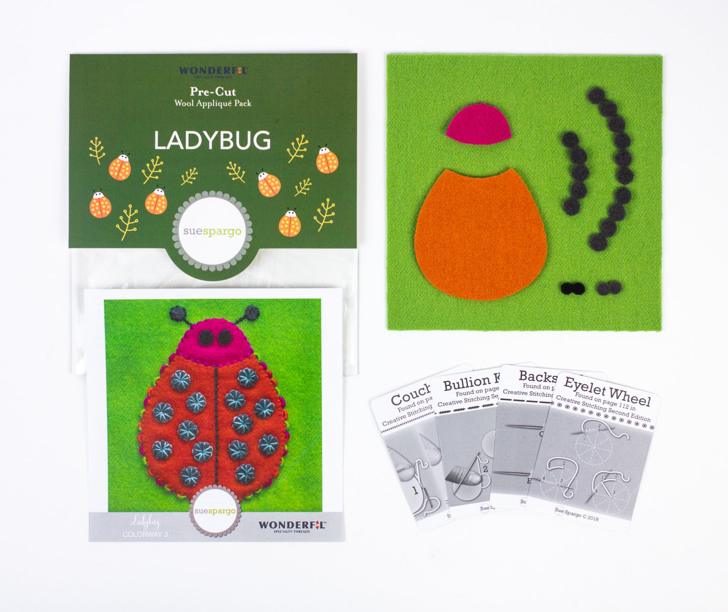Sue Spargo Pre-Cut Wool Kit - Ladybug