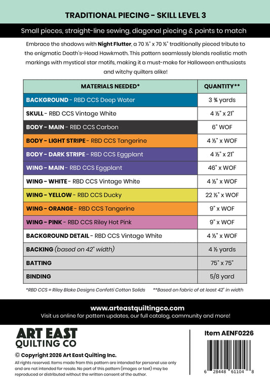 PRE-ORDER: Night Flutter - A Moth Quilt Pattern