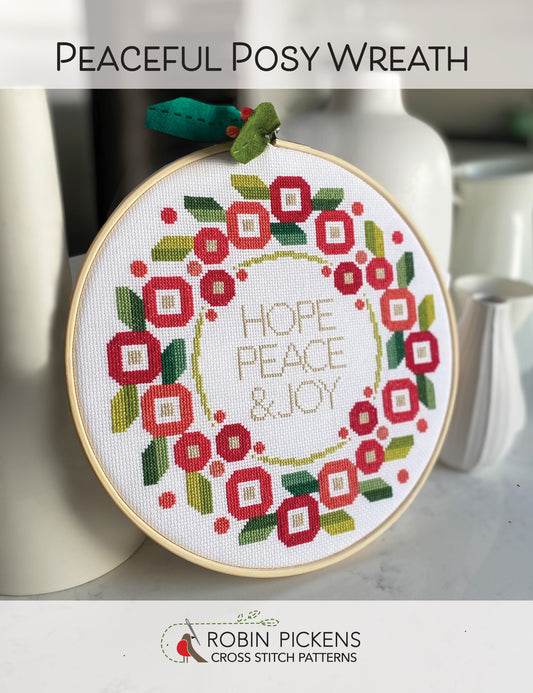 Peaceful Posy Wreath Cross Stitch Pattern - Robin Pickens