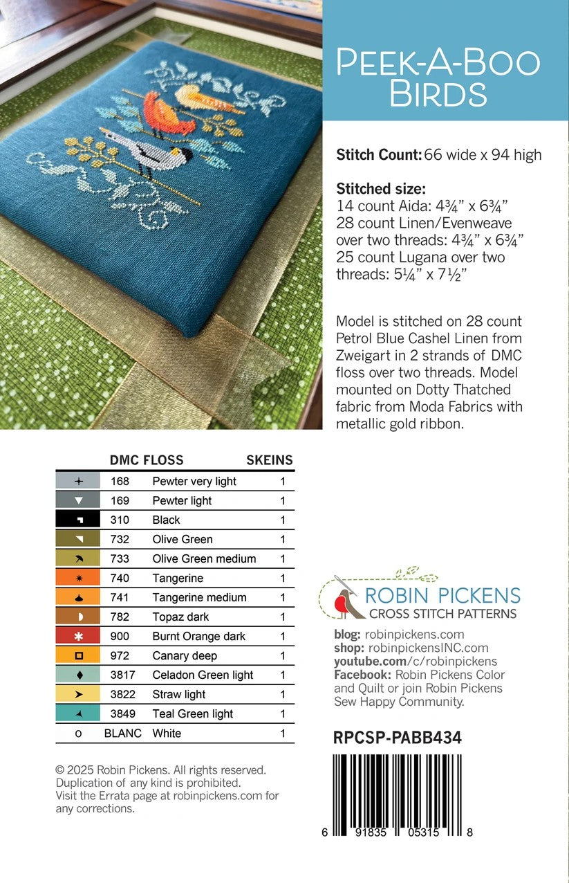 Peek A Boo Birds Cross Stitch Pattern