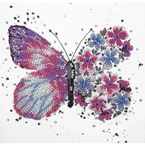 Pink Wings Mini Natural Art Canvas Beaded Embroidery Kit - Abris  Art