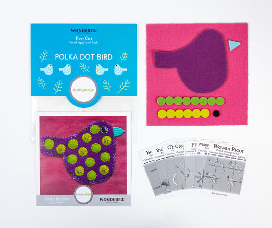 Sue Spargo Pre-Cut Wool Kit - Polka Dot Bird