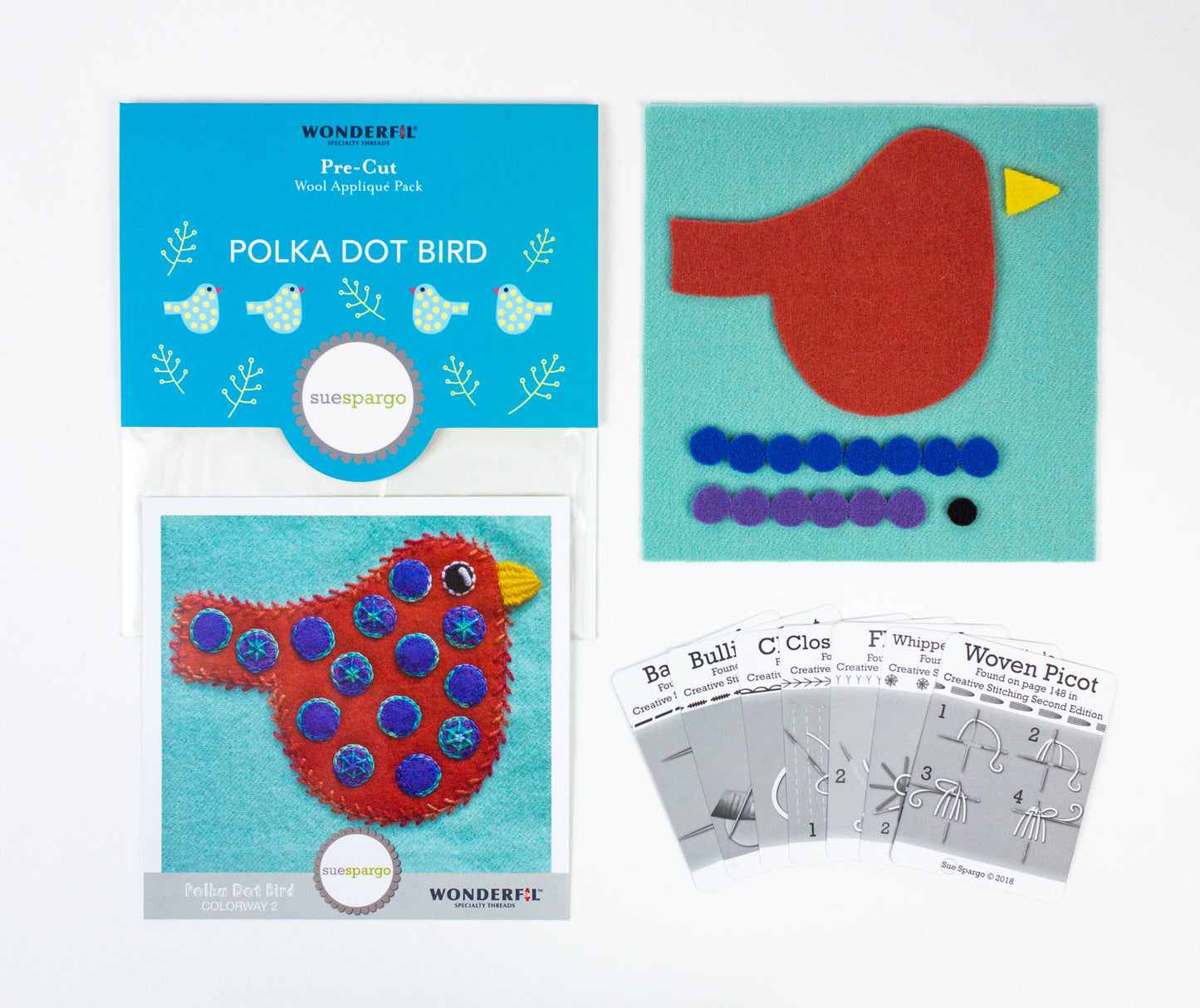 Sue Spargo Pre-Cut Wool Kit - Polka Dot Bird