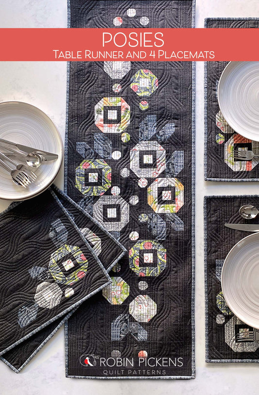 Posies Table Runner & 4 Placemats Pattern - Robin Pickens