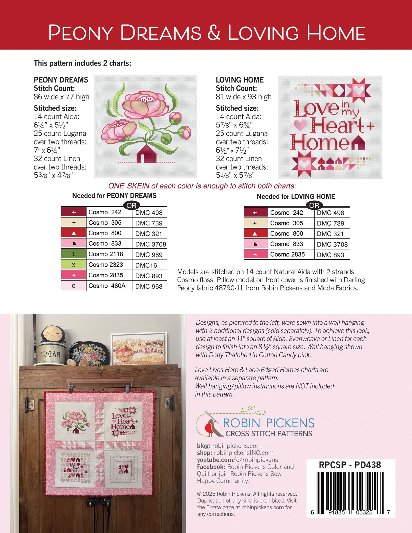 Peony Dreams & Loving Homes Cross Stitch Pattern