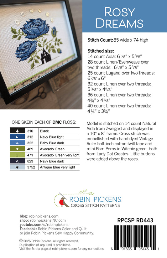 Rosy Dreams Cross Stitch Pattern