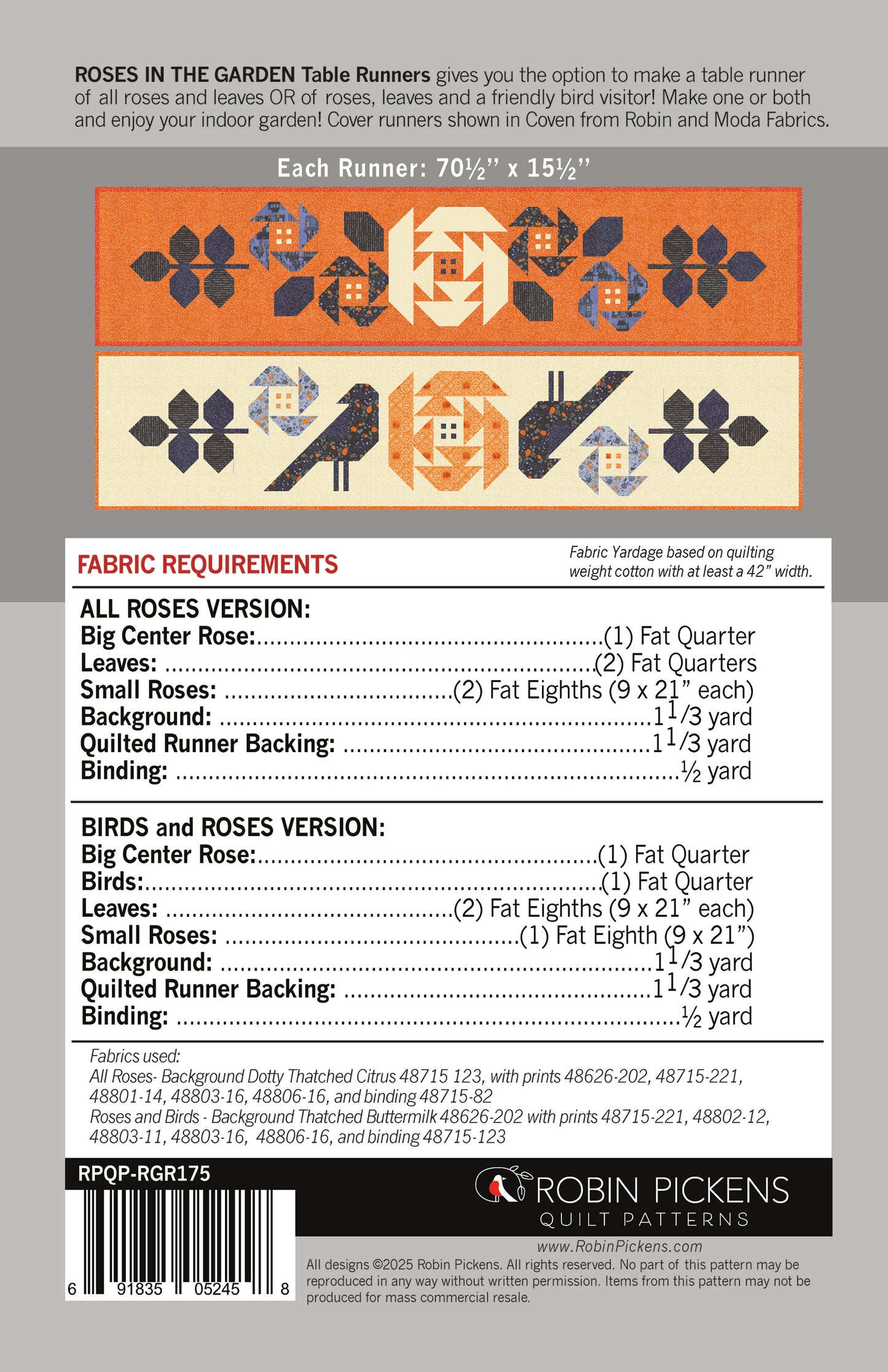Roses in the Garden Table Runner Pattern