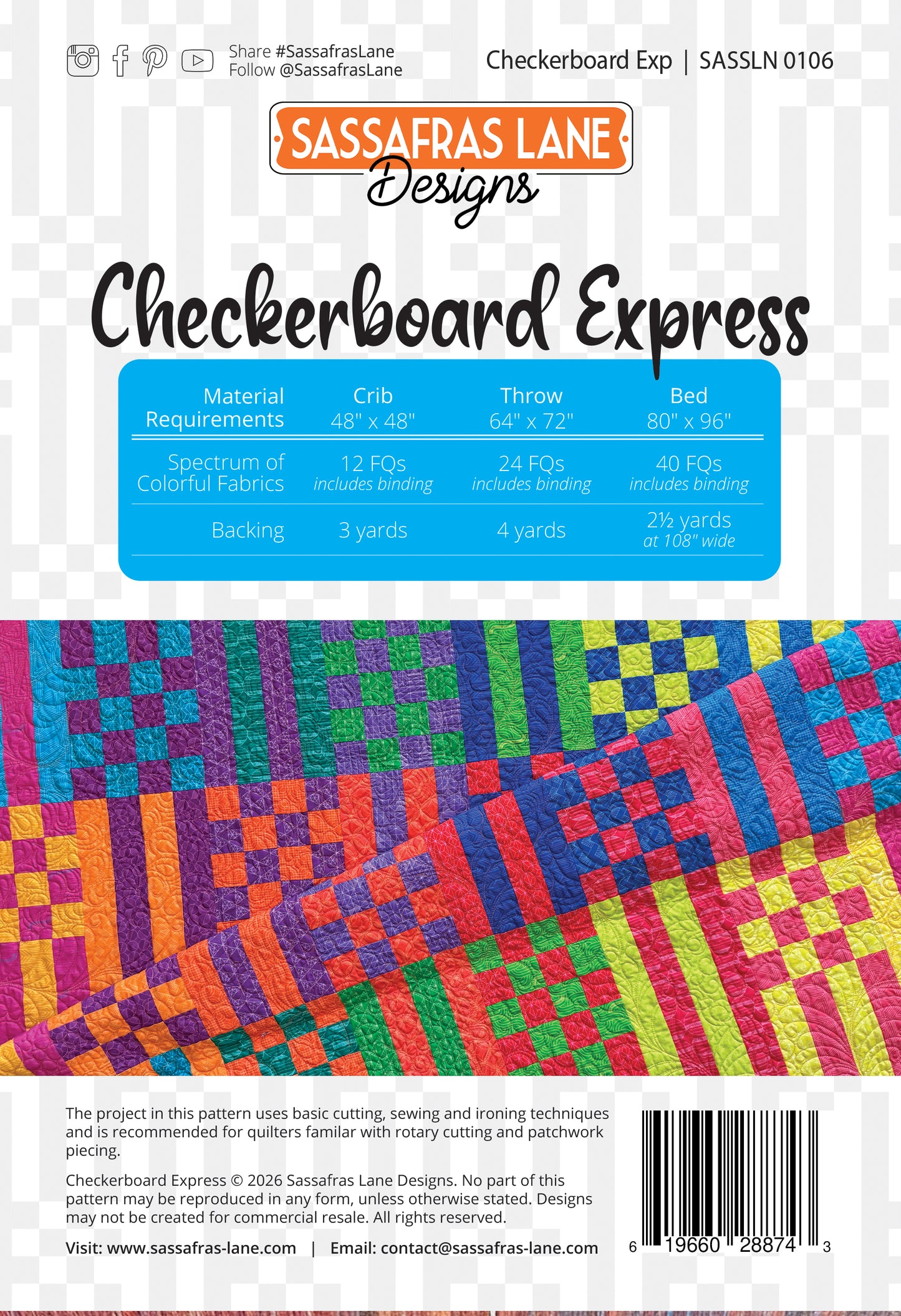 PRE-ORDER: Checkerboard Express Quilt Pattern