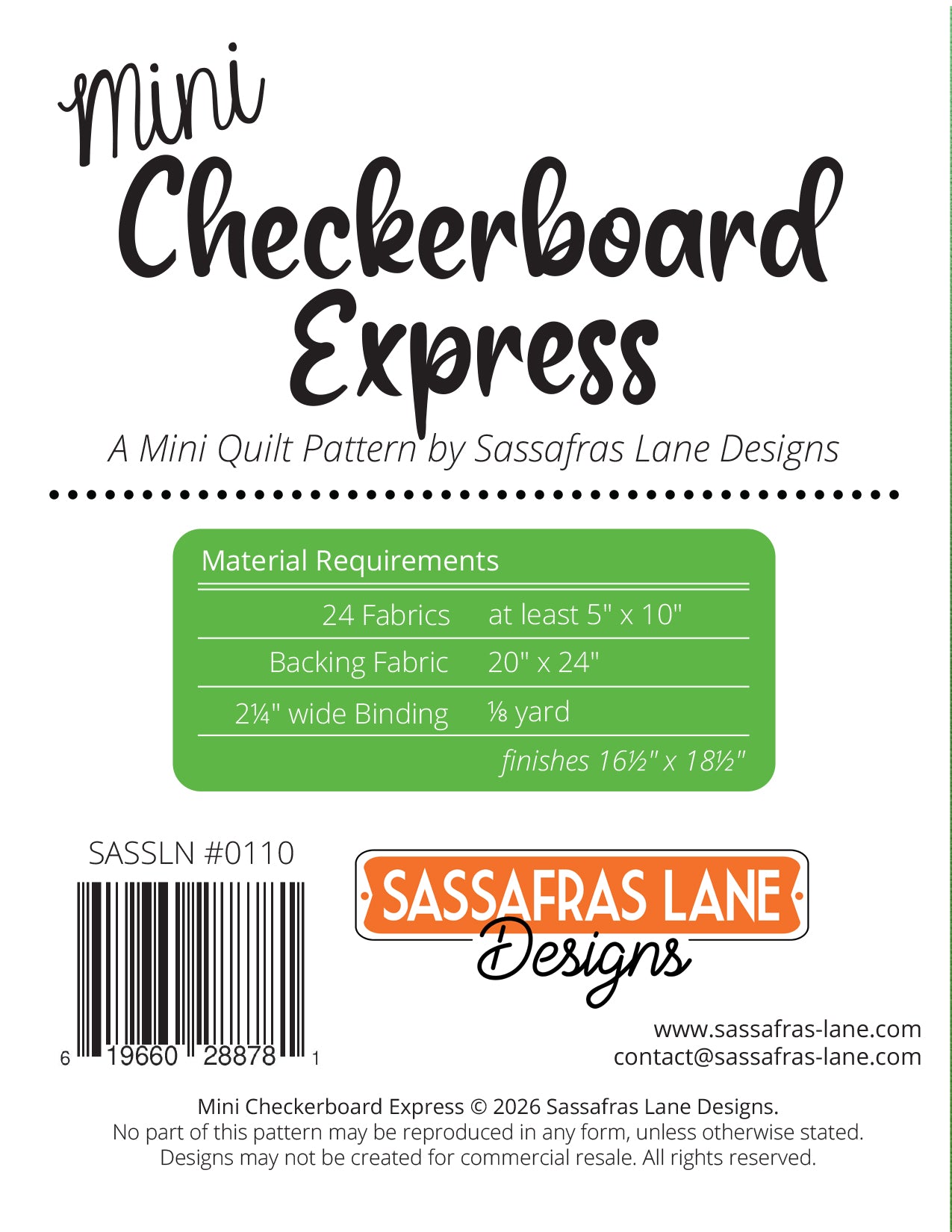PRE-ORDER: Mini Checkerboard Express Quilt Pattern