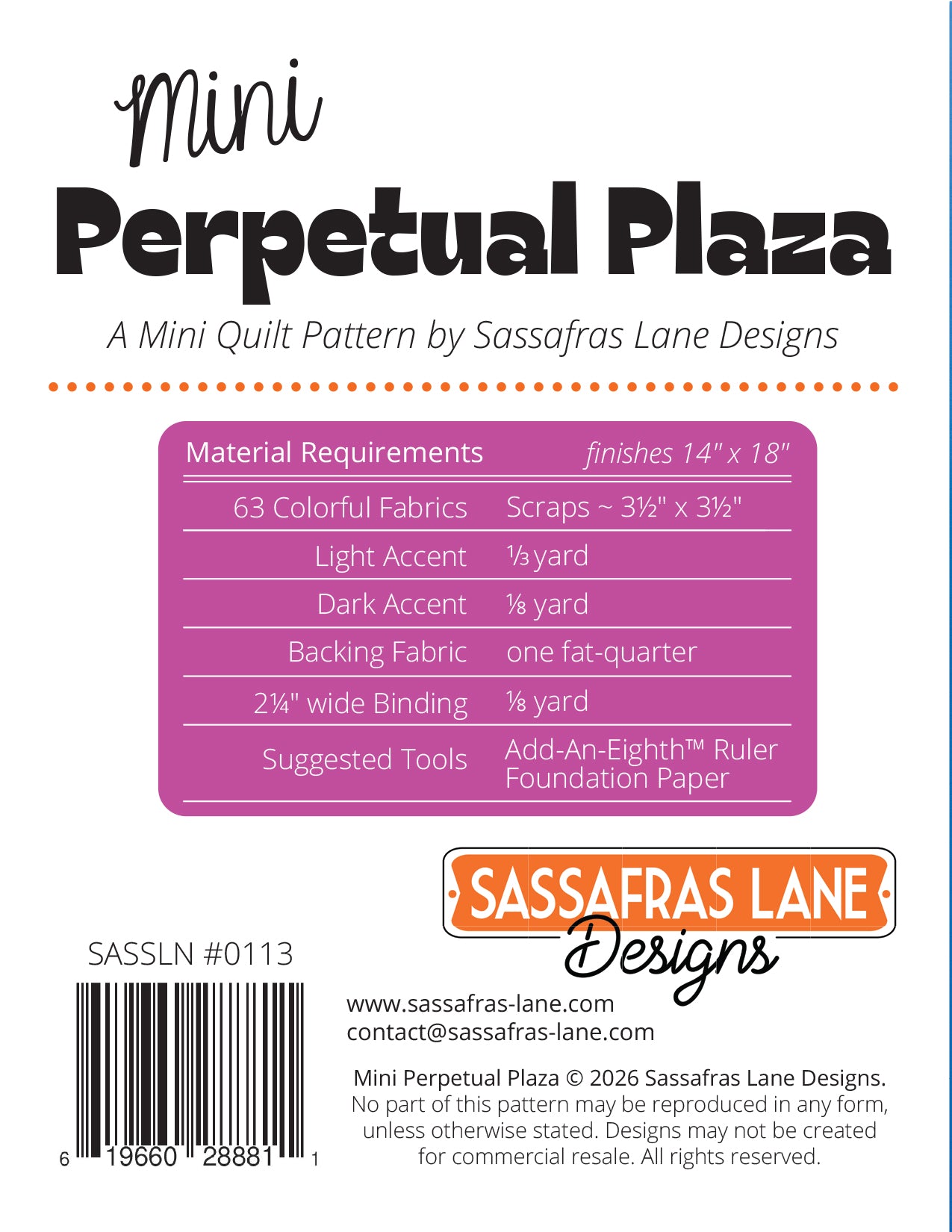 PRE-ORDER: Mini Perpetual Plaza Quilt Pattern