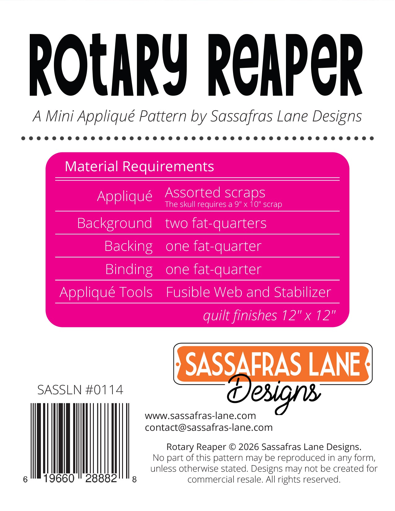 PRE-ORDER: Rotary Reaper Mini Quilt Pattern