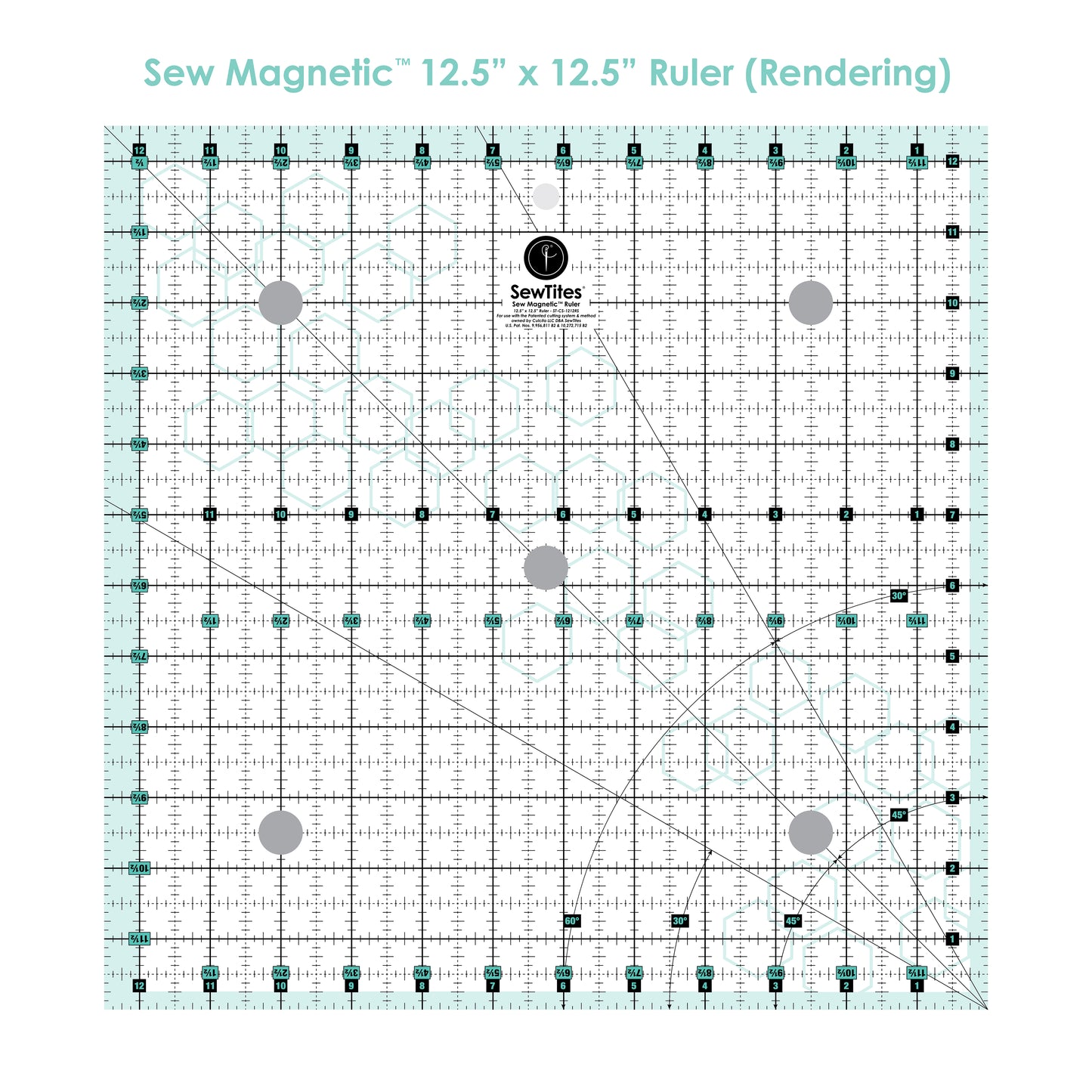PRE-ORDER: Sew Magnetic 12.5" x 12.5" Ruler - Right-Handed