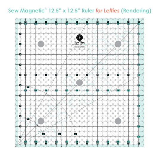 PRE-ORDER: SewTites Sew Magnetic 12.5" x 12.5" Ruler - Left-Handed