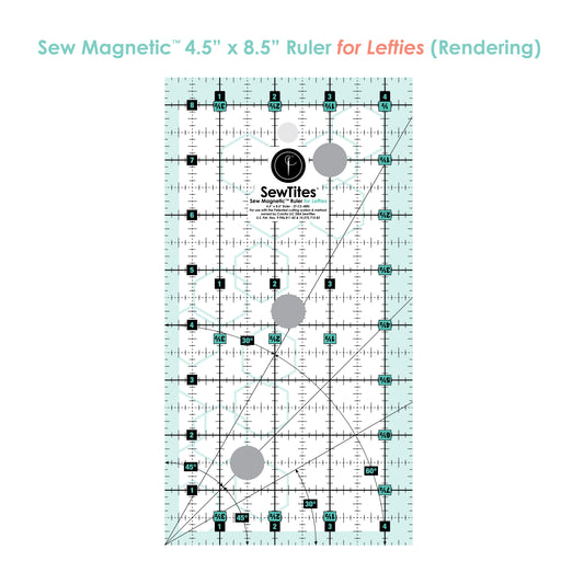 PRE-ORDER: Sew Magnetic 4.5" x 4.5" Ruler - Left-Handed