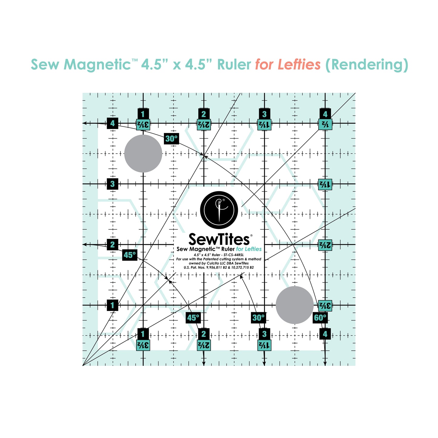 PRE-ORDER: Sew Magnetic 4.5" x 4.5" Ruler - Left-Handed