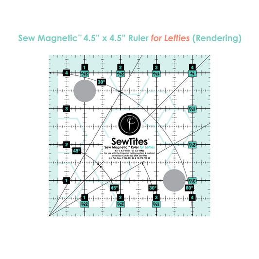 PRE-ORDER: Sew Magnetic 4.5" x 4.5" Ruler - Left-Handed