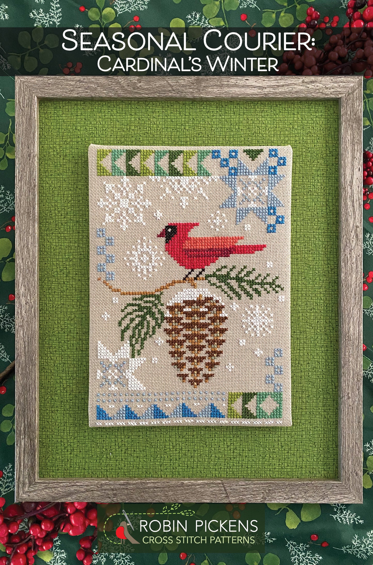 Seasonal Courier: Cardinal's Winter Cross Stitch Pattern - Robin Pickens