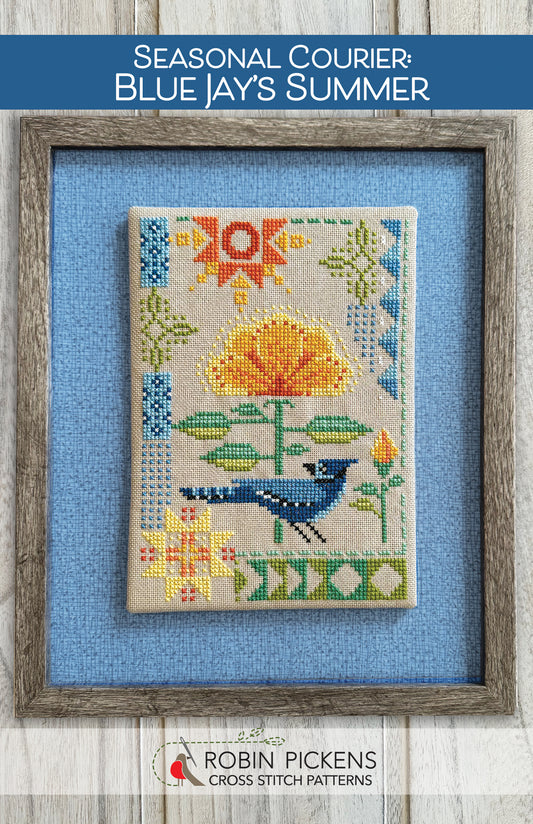Seasonal Courier: Blue Jay's Summer Cross Stitch Pattern - Robin Pickens