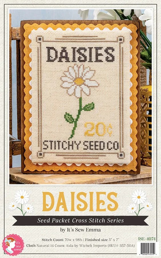 January: Daisies Seed Packet Cross Stitch Pattern