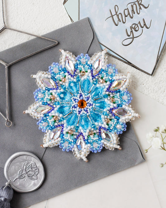 Snowflake Beaded Embroidery Kit - Abris Art