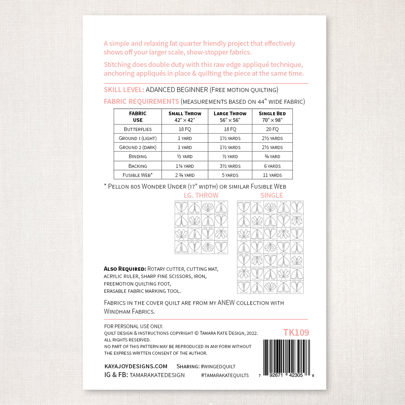 Winged Quilt Pattern