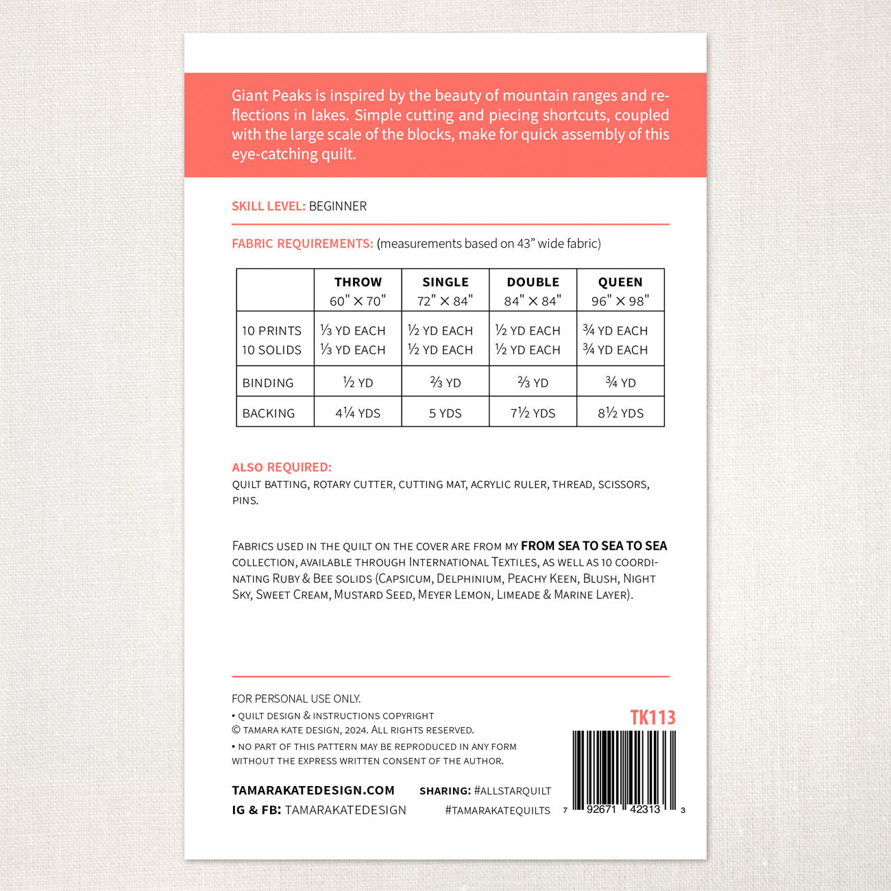 Giant Peaks Quilt Pattern