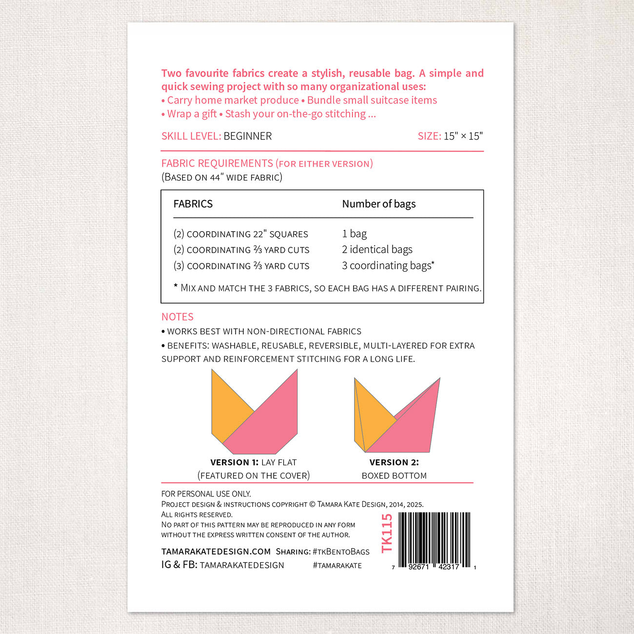 Bento Bags Sewing Pattern