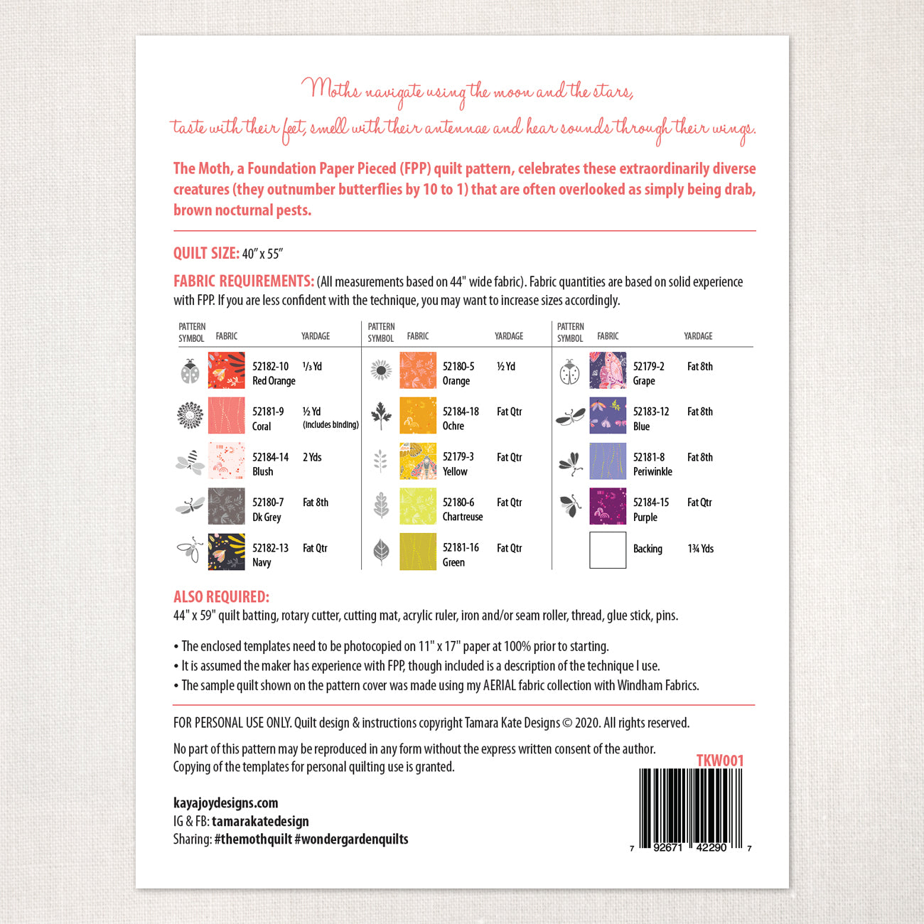 The Moth Quilt Pattern