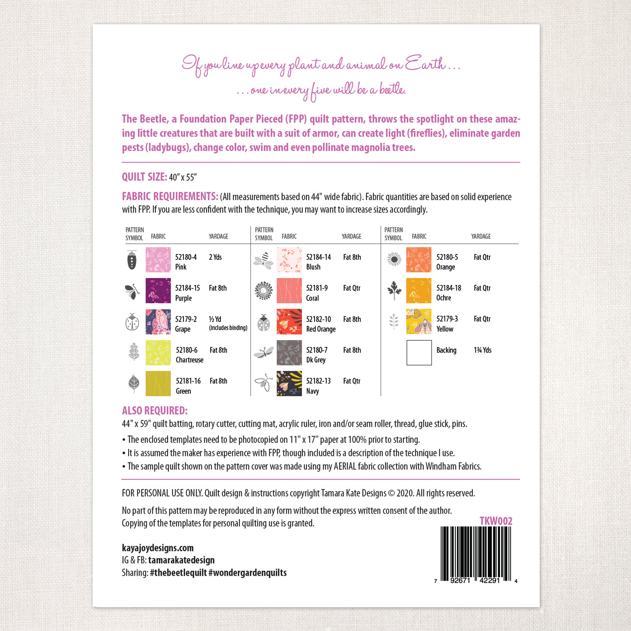 The Beetle Quilt Pattern