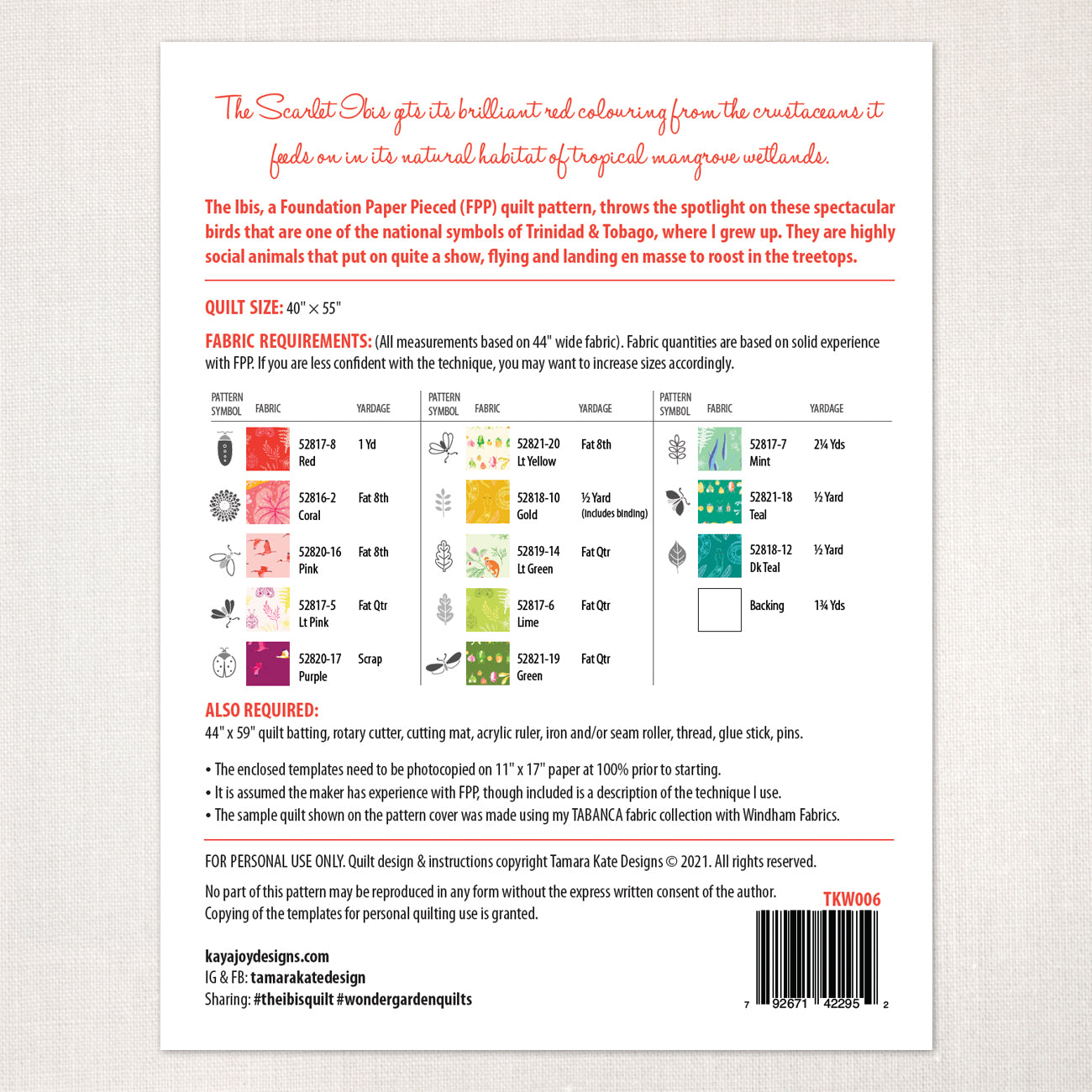 The Ibis Quilt Pattern