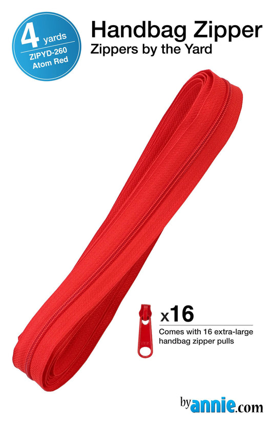 Zippers by the Yard - 4 yds - Atom Red
