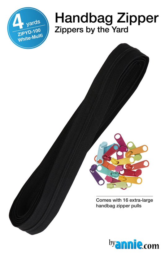 Zippers by the Yard - 4 yds - Black Multi Color Pulls