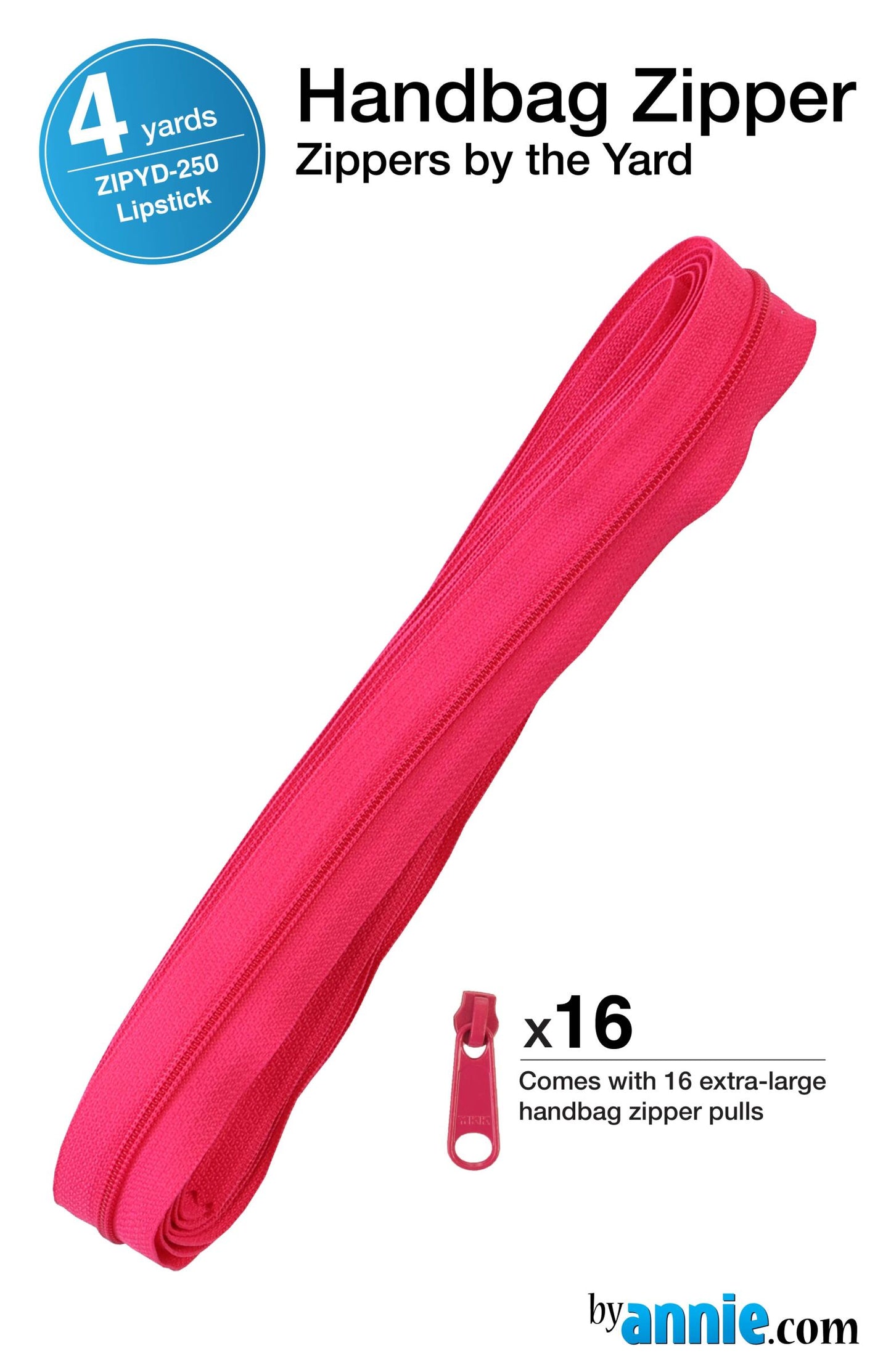 Zippers by the Yard - 4 yds - Lipstick