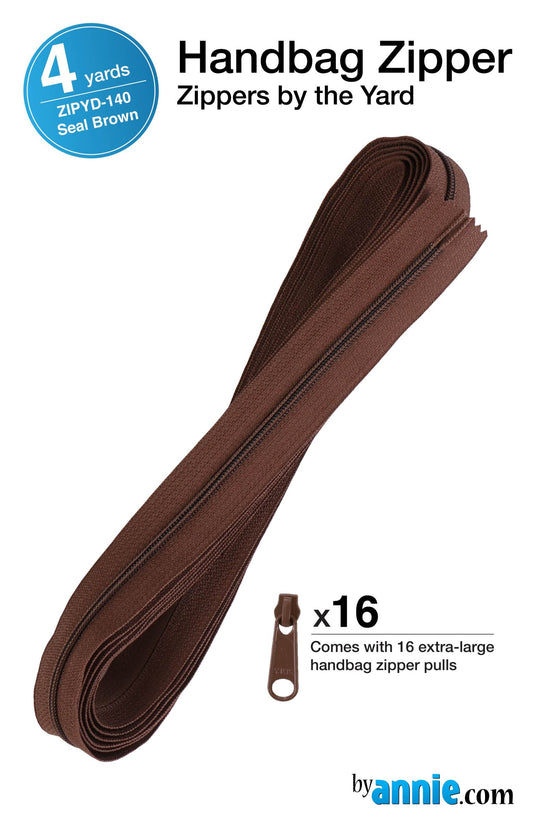 Zippers by the Yard - 4 yds - Seal Brown