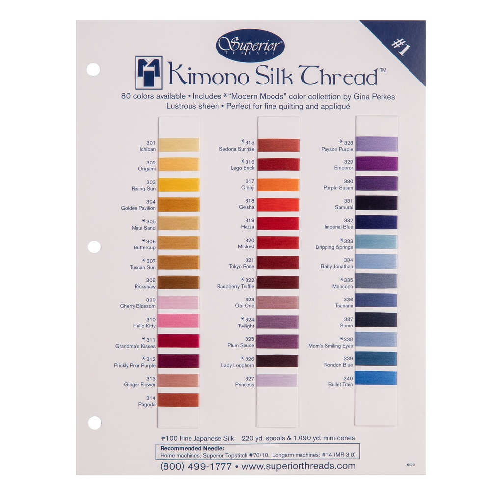 Kimono Silk Color Card. Color card #1 of 2.