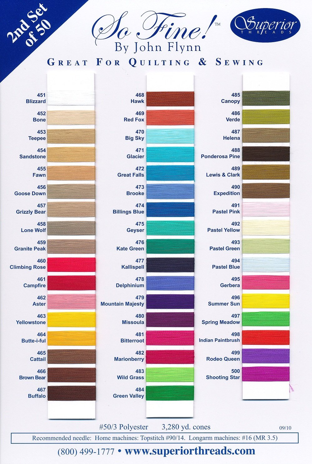 SO FINE! Second 50 colors. Color Card #2