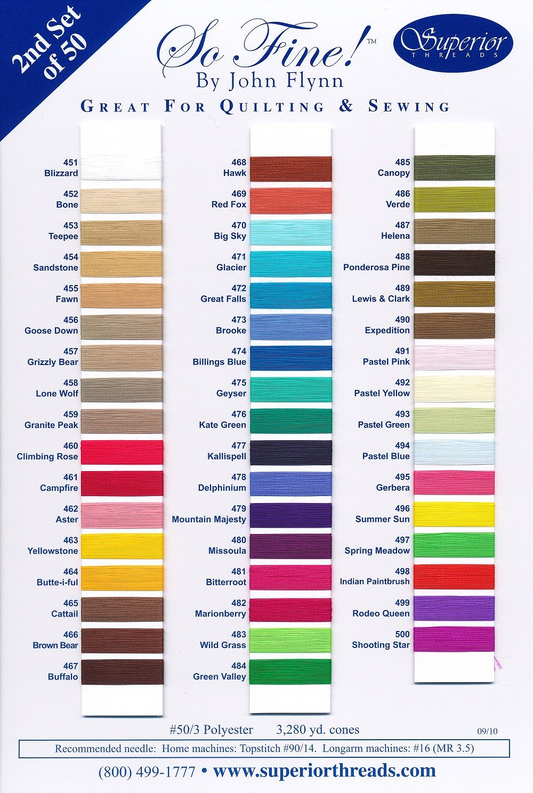 SO FINE! Second 50 colors. Color Card #2